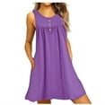 thumbnail image 1 of VERUGU Nightshirt for Women Sleeveless Sleepwear Nightgown V Neck Henley Tunic Tank Dress Casual Loungewear Loose Ruched Pajama Dress Purple XXL, 1 of 5