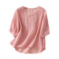 thumbnail image 1 of VERUGU Plus Size Women Summer Baggy Tunic Tops Shirt Thin Long Sleeve Blouse Henley Cotton Linen Shirts Tops for Ladies, 1 of 6