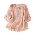 thumbnail image 1 of VERUGU Plus Size Women Summer Baggy Tunic Tops Shirt Thin Long Sleeve Blouse Henley Cotton Linen Shirts Tops for Ladies, 1 of 8