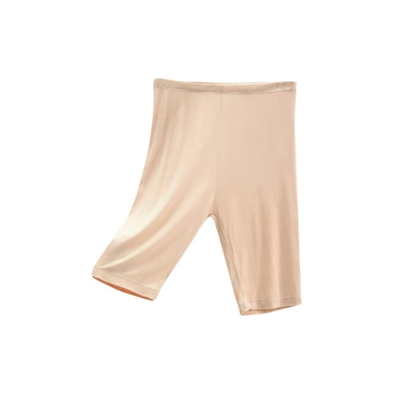 VERUGU Shorts for Women Casual Fashion Solid Color High Waist Leggings Thin Shorts Three-quarter Pants Home Pants Beige L