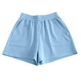 thumbnail image 1 of VERUGU Shorts for Women Solid Color High Waisted Loose Slimming Wide Leg Pants Solid Color Casual Shorts Light Blue M, 1 of 5