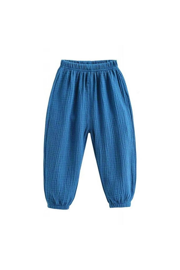 Spring Summer Kids Mosquito Proof Pants Fashion Boys and Girls Thin Double-layer Yarn Baby Lantern Pants Light Breathable Pants Blue 2 Years