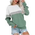 thumbnail image 1 of VERUGU Sweatshirt for Women Casual Crewneck Pullover Fall Loose Long Sleeve Fashion Color Block Tunic Tops with Pocket Green XL, 1 of 6