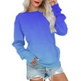 thumbnail image 1 of VERUGU Sweatshirt for Women Casual Crewneck Pullover Fall Loose Long Sleeve Fashion Gradient Color Tops Shirts with Pocket Blue M, 1 of 6