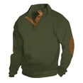 thumbnail image 1 of VERUGU Sweatshirts for Men Casual Long Sleeve Waffle Banded Collar Solid Button Pullover Fall Winter Vintage Slim Basic Tops Blouses Army Green S, 1 of 6