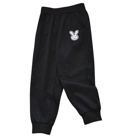 VERUGU Toddler Boys Girls Spring Summer Pants Elastic Waist Bear Print Sleepwear Casual Solid Color Long Pants Black 1 Years