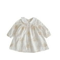 thumbnail image 1 of VERUGU Toddler Dress Baby Girl Fall Winter Floral Print Dresses Cotton Romper Casual Long Sleeve Round Neck Dresses Beige 2 Years, 1 of 4