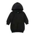 thumbnail image 1 of VERUGU Toddler Dress Baby Infant Girls Solid Hooded Sweatshirts Dress with Pockets Long Sleeve Cute Classic Hoodie Black 2 Years, 1 of 4