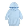 thumbnail image 1 of VERUGU Toddler Dress Baby Infant Girls Solid Hooded Sweatshirts Dress with Pockets Long Sleeve Cute Classic Hoodie Blue 4 Years, 1 of 4
