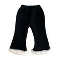 thumbnail image 1 of VERUGU Toddler Girls Solid Color with Fleece Flared Pants Thickened Warm Baby Girls Long Pants Black 9 Months, 1 of 4