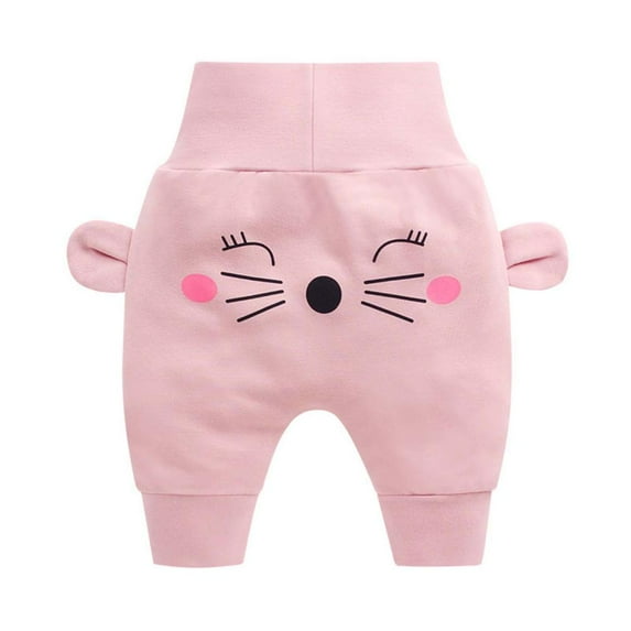 VERUGU Toddler High Waist Cute Print Casual Long Pants for Boy and Girl Baby Belly Butt Pants Pink 12 Months