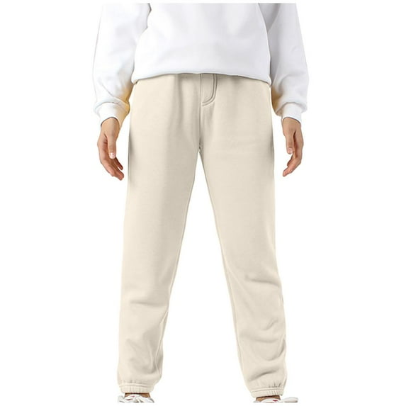 VERUGU Toddler Kids Boys Fall Winter Fleece Candy Color Solid Loungewear Casual Kids Sports Long Pants Beige 5 Years