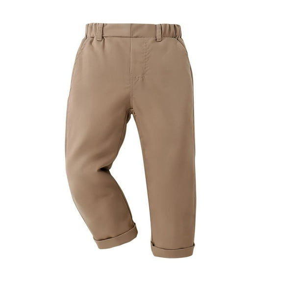 VERUGU Toddler Kids Fashion Cute Solid Color Stripe Casual School Uniform Suit Pants Big Boy Trousers Khaki 2 Years