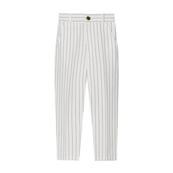 VERUGU Toddler Kids Fashion Cute Solid Color Stripe Casual School Uniform Suit Pants Big Boy Trousers White 4 Years