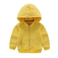thumbnail image 1 of VERUGU Toddler Kids Zip Up Hoodie Long Sleeve Jacket Hooded Sweatshirt Child Boy Girl Solid Casual Tops Fall Winter Outfit Yellow 5 Years, 1 of 3