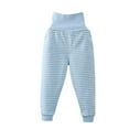 thumbnail image 1 of VERUGU Toddler Spring Fall Solid Boys and Girls High-Waisted Long Pants Cotton Cute Stripe Full Length Pants Light Blue 9 Months, 1 of 4