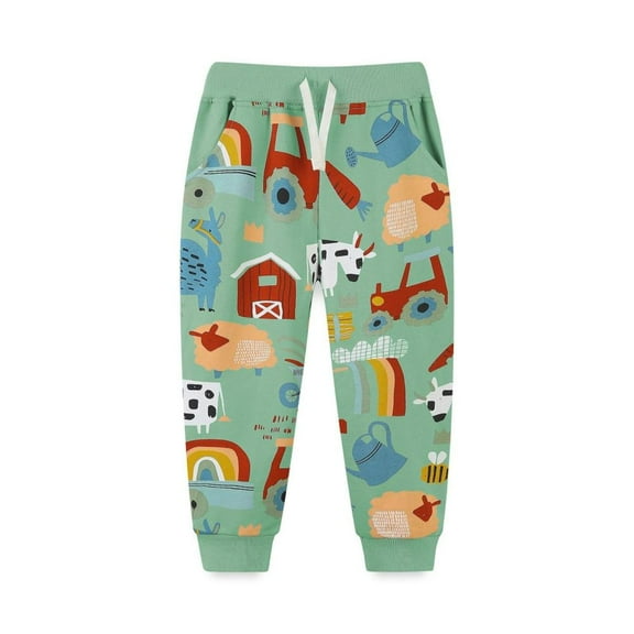 VERUGU Toddler Sweatpants Kids Casual Cute Printed Long Pants for Girls Boys Sportswear Pants Green 3 Years