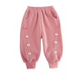 thumbnail image 1 of VERUGU Toddler Sweatpants Kids Casual Solid Bow Sports Versatile Mid Waist Double Pocket Bouquet Leg Pants Long Pants 1-6 Years, 1 of 3