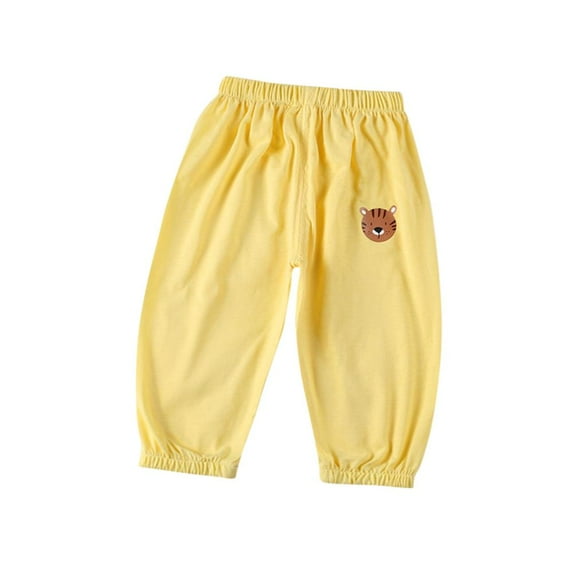 VERUGU Toddler Sweatpants Kids Summer Printed Boys and Girls Baby Long Pants Cute Pants Overalls Mosquito Proof Pants Yellow 1 Years