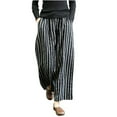 thumbnail image 1 of VERUGU Trousers Women Casual Pants Summer Drawstring Elastic High Waist Linen Pant Pockets Cropped Trouser Black M, 1 of 8