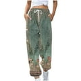 thumbnail image 1 of VERUGU Trousers Women's Fashion Casual Full-Length Loose Pants Solid High Waist Trousers Long Leg Pants Green XL, 1 of 4
