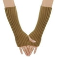 thumbnail image 1 of VERUGU Winter Gloves Women Casual Fall Winter Knitted Gloves Warm Fingerless Mitten Solid Cozy Soft Oversleeve with Thumb Holes Khaki Free Size, 1 of 1