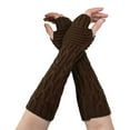 thumbnail image 1 of VERUGU Winter Gloves Women Casual Fall Winter Knitted Gloves Warm Fingerless Mitten Solid Twist Soft Oversleeve with Thumb Holes Coffee Free Size, 1 of 1