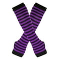 thumbnail image 1 of VERUGU Winter Gloves Women Casual Fall Winter Knitted Gloves Warm Fingerless Mitten Striped Printed Cozy Soft Oversleeve with Thumb Holes Purple Free Size, 1 of 3