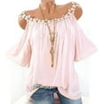 thumbnail image 1 of VERUGU Women Casual Loose Summer Top Solid Color Off-Shoulder Flared Sleeve Fashion Blouse, 1 of 3