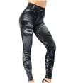 thumbnail image 1 of VERUGU Women Casual Pants Imitation Jean Fashion Super Elastic Sports Slim Trousers Hip Lift Leggings Black L, 1 of 7
