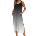thumbnail image 1 of VERUGU Women Dresses Casual Loose Sundress Sleeveless Fashion Solid Floral Printed Dresses Split Round-Neck Knee-High Long Dress with Pockets Black XXL, 1 of 6