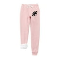 thumbnail image 1 of VERUGU Women Leggings Fall Winter Fashion Baseball Print Lamb Fleece Elastic Drawstring Pockets Thick Warm Casual Trousers Pink S, 1 of 1