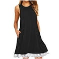 thumbnail image 1 of VERUGU Women Summer Casual Flowy T-Shirt Dresses Beach Cover up Loose Lace Trimmed Hem Sleeveless Dress with Pockets Black S, 1 of 3