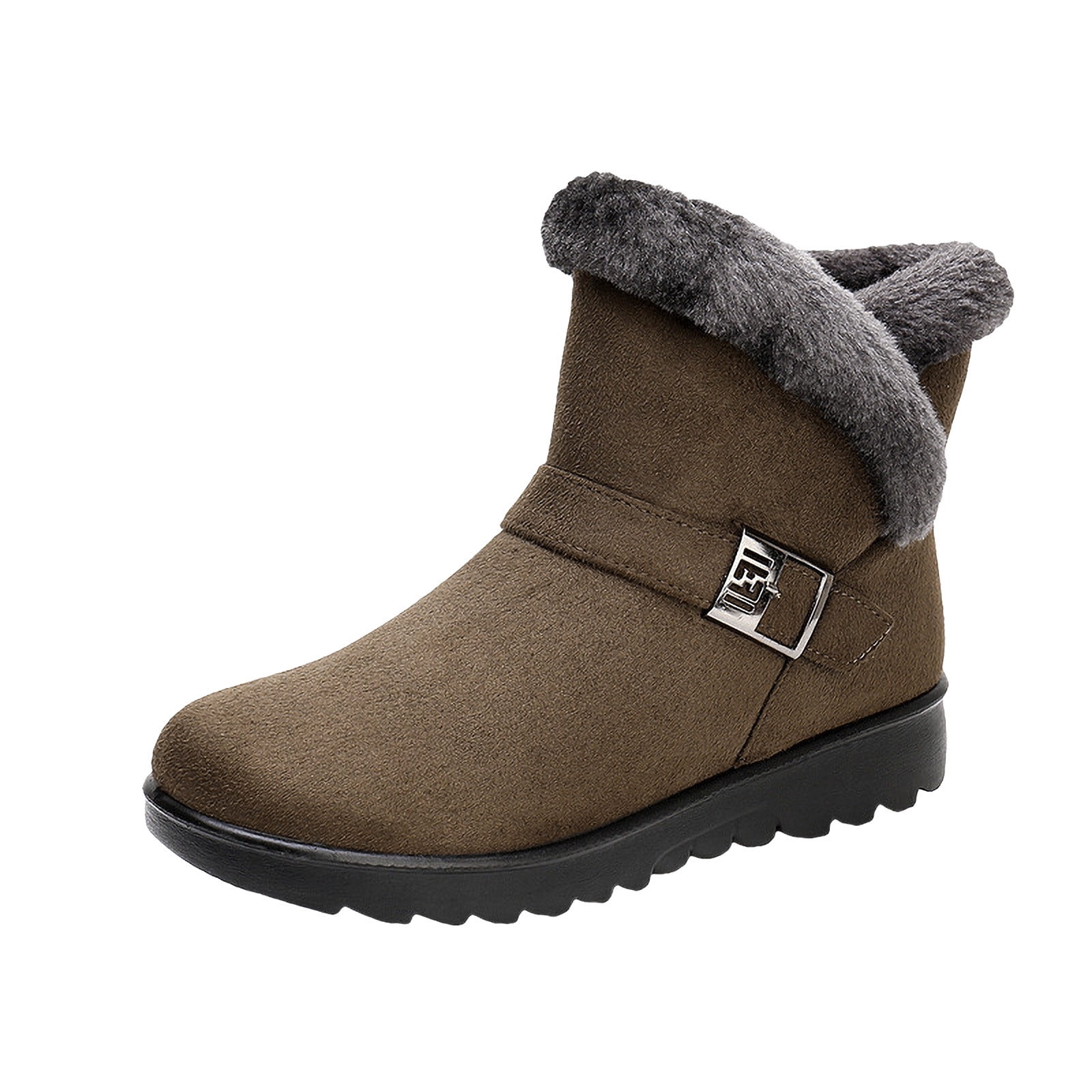 VERUGU Women's Hiking Boot, Snow Boots Winter Flat Shoes Slip On Ankle Booties Anti-Slip Water Resistant Fully Fur Lined Outdoor Sneakers Warm Cotton Shoes