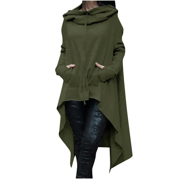 Womens Fall Fashion 2023 Clearance! VERUGU Womens Dresses Casual Long Sleeve Loose Tops Hooded Sweatshirts Army Green XXL