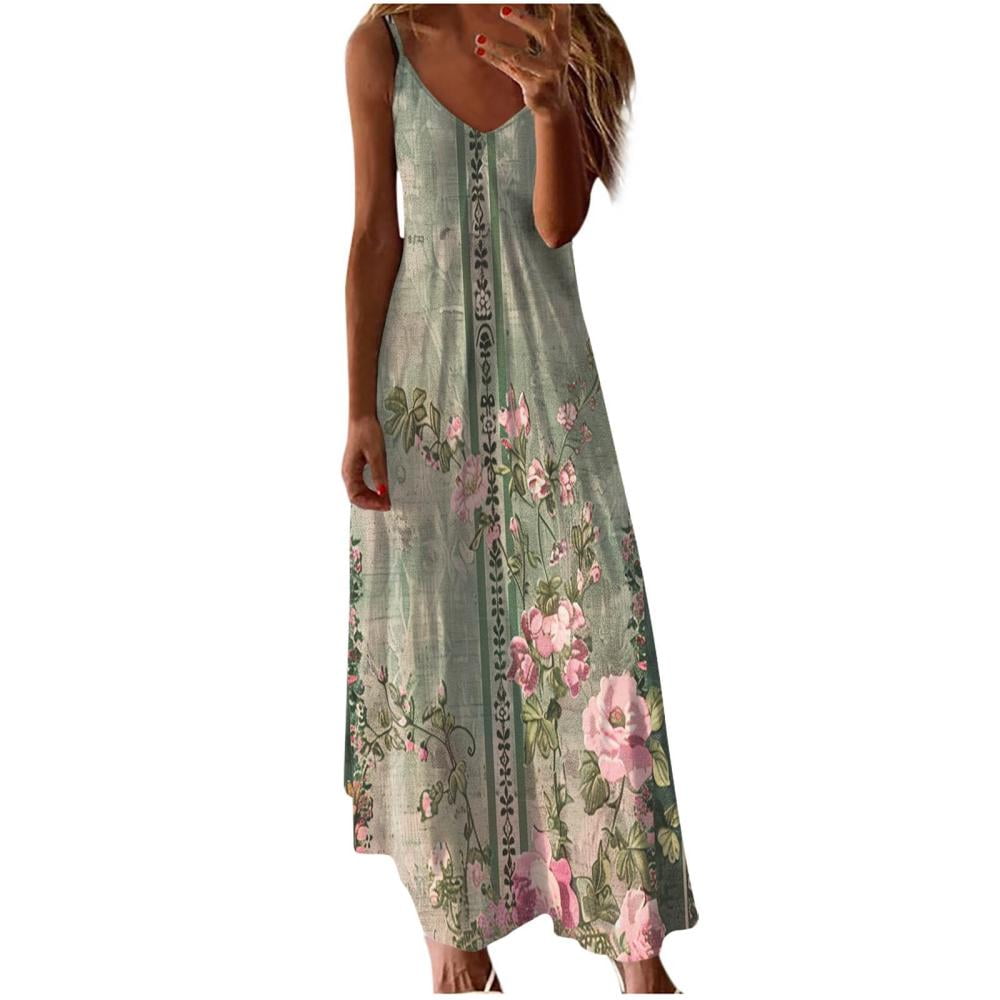 wrap beach dress Women's Modern Chic Blue Floral Print Wrap Maxi Dress
