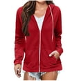 thumbnail image 1 of VERUGU Womens Hoodies Zip-up Loose Sweatshirt Fall Winter Casual Drawstring Jacket with Pockets Wine XL, 1 of 8