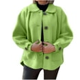 thumbnail image 1 of VERUGU Womens Jackets Casual Button Up Fleece Long Sleeve Coat Fashion Solid Pocket Lapel Warm Outwear Cardigan Green S, 1 of 7