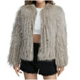 thumbnail image 1 of VERUGU Womens Jackets Casual Fashion Faux Fur Coat Parka Shaggy Coat Fall Winter Long Sleeve Outerwear Fluffy Solid Jackets Gray M, 1 of 4