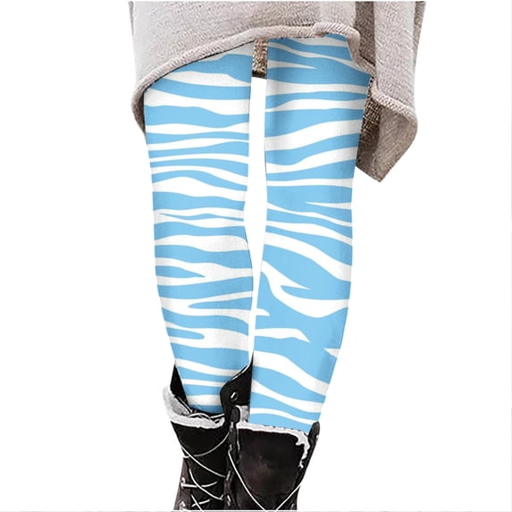 VERUGU Womens Leggings Christmas Print Casual Hip Lifting Yoga Pants Leggings Stretch Pants Training Leggings Pants Light Blue L