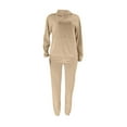 thumbnail image 1 of VERUGU Womens Sets Fall Winter Hooded Long Sleeve Casual Round Neck Sweater Comfortable Trousers Two-Piece Suit Beige L, 1 of 8