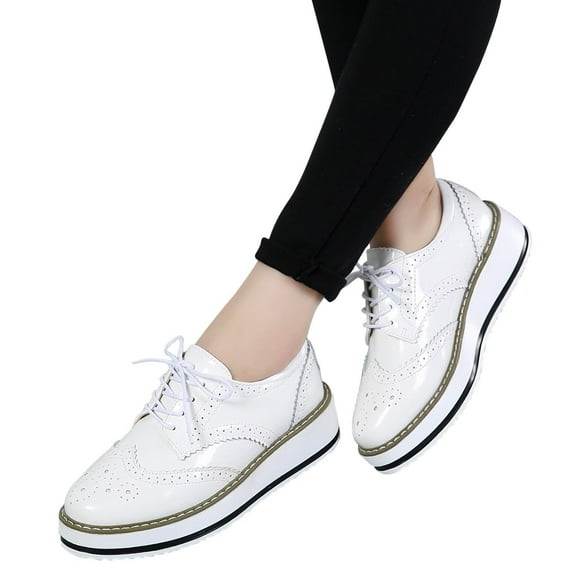 VERUGU Womens Slip On Sneakers, Casual Thick Sole Leather Sports Sneaker, Round Toe Soft Comfortable Slip-ons Loafers Shoes, Comfort Running Fall Shoes