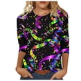 thumbnail image 1 of VERUGU Womens Tops 3/4 Sleeve T-Shirt Spring Summer Crew Neck Carnival Print Loose Comfortable Casual Blouse Multicolor M, 1 of 5