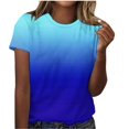 thumbnail image 1 of VERUGU Womens Tops Fashion Print Tops Short Sleeve Out Blouse Round Neck T-Shirt Tops Blue M, 1 of 5
