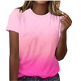 thumbnail image 1 of VERUGU Womens Tops Fashion Print Tops Short Sleeve Out Blouse Round Neck T-Shirt Tops Pink M, 1 of 5