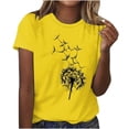 thumbnail image 1 of VERUGU Womens Tops Printed T-shirt Round Neck Short Sleeve Top Loose Casual Comfortable Pullover Blouse Yellow XXL, 1 of 4