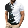 thumbnail image 1 of VERUGU Workout Shirts for Men Summer Fashion Print Zipper Tops Lapel Casual Short Sleeve Sports Shirt Blouse Black M, 1 of 8