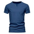 thumbnail image 1 of VERUGU Workout Shirts for Men Top Shirt Slim Short Sleeve Lapel Casual Sports Bottom Shirt T-shirt Top Blue M, 1 of 4