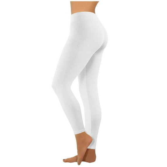 VERUGU Yoga Pants Fashion Casual Women Solid Slim Stretch High Waist Trousers Sports Full Length Pants White XXL