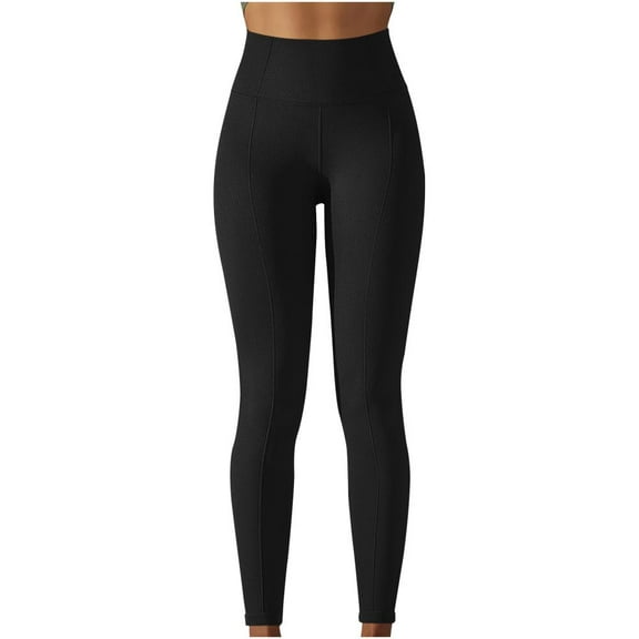 VERUGU Yoga Pants Women Elastic Waisted Solid Sport Leggings Fitness Skinny Yoga Joggers Breathable Waist-Closing Stretchy Slim Workout Running Sweatpants Casual Comfy Trousers Black S
